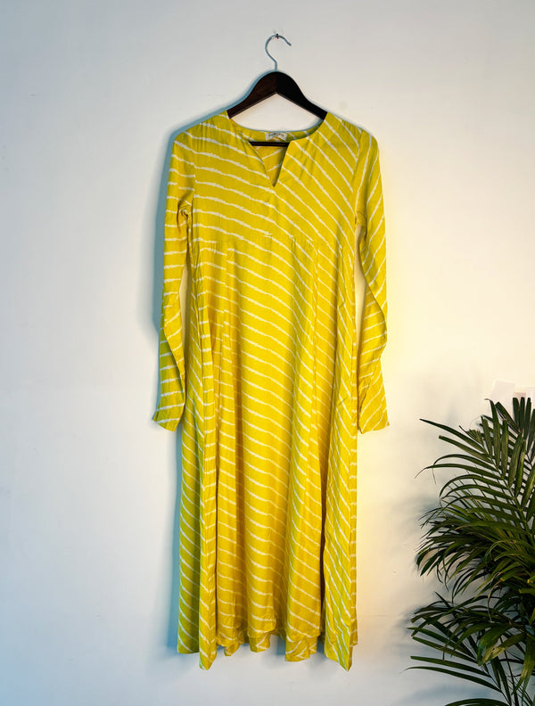 trueBrowns Lime Lehariya Kurta