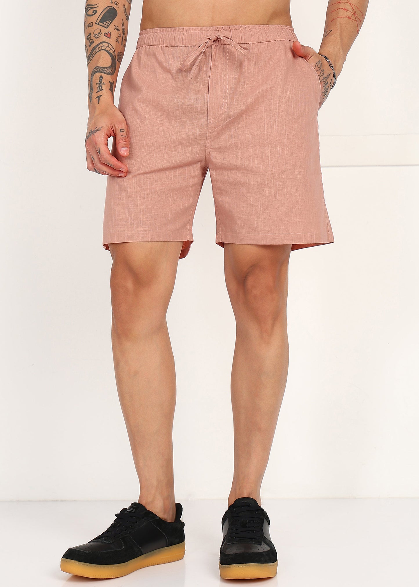 Fabmade Men’S Peach Linen Shorts - Distacart