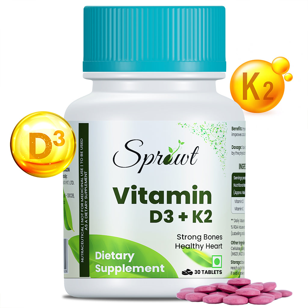 Sprowt Vitamin D3 + K2 Help in Strong Bones Tablets - Distacart