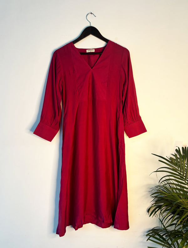 trueBrowns Pink Muslin Round Neck Kurta