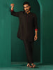 trueBrowns Men's Black Silk Co-ord Set Stitch Detail - Distacart