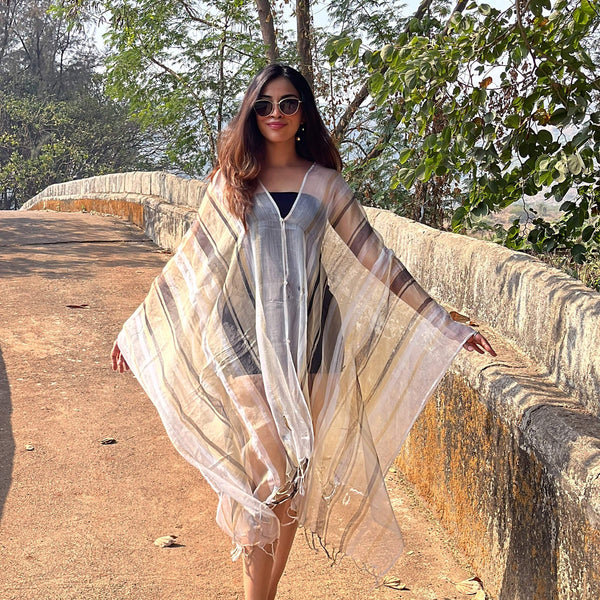 Noroke Silk Fabric Striped Silk Beachwear Cover Up - Distacart