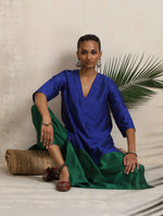 Thumbnail for trueBrowns Blue Silk Kurta Set - Distacart