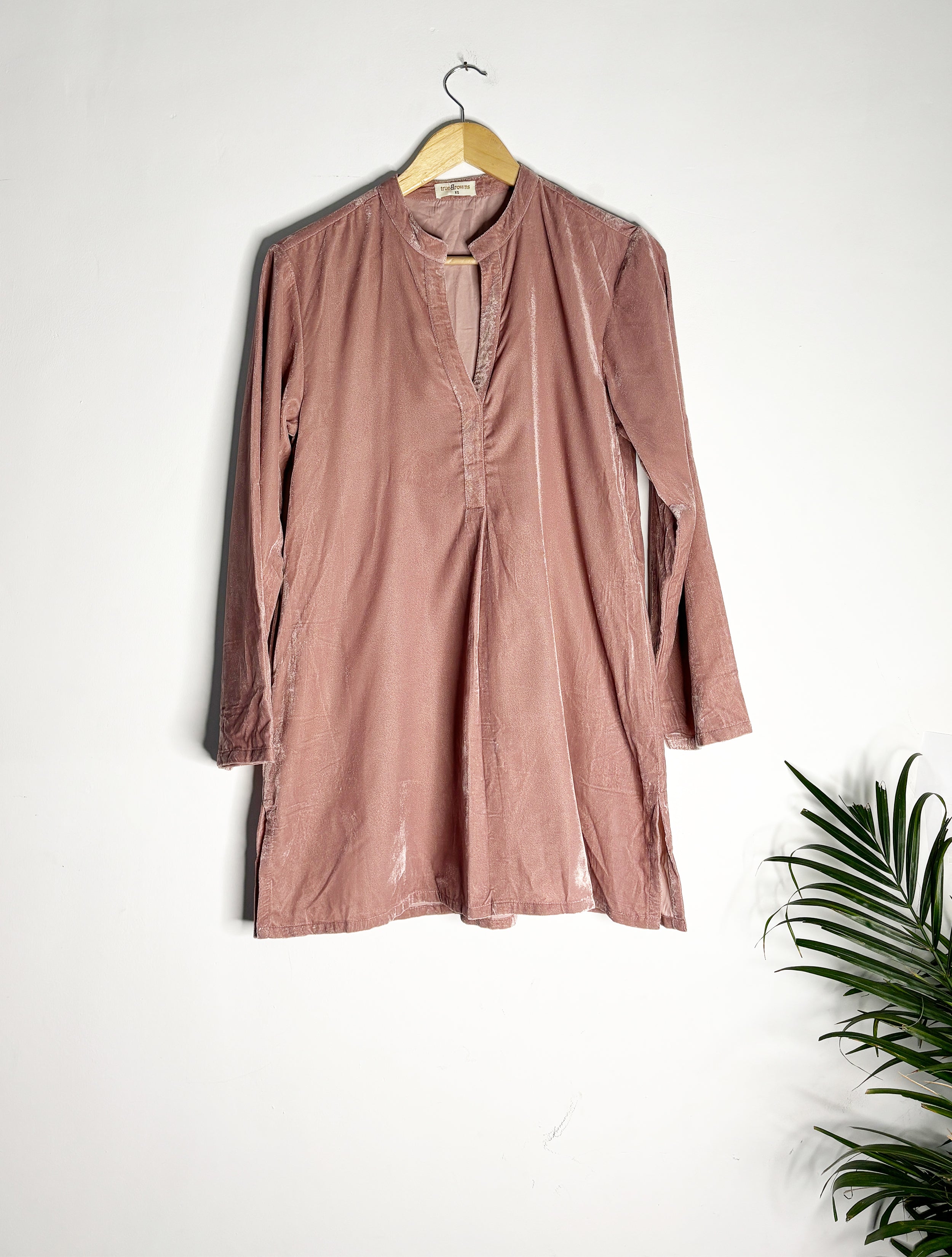 trueBrowns Pink Velvet Short Top - Distacart