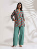trueBrowns Green Cotton Print Jacket Top Co-ord Set - Distacart