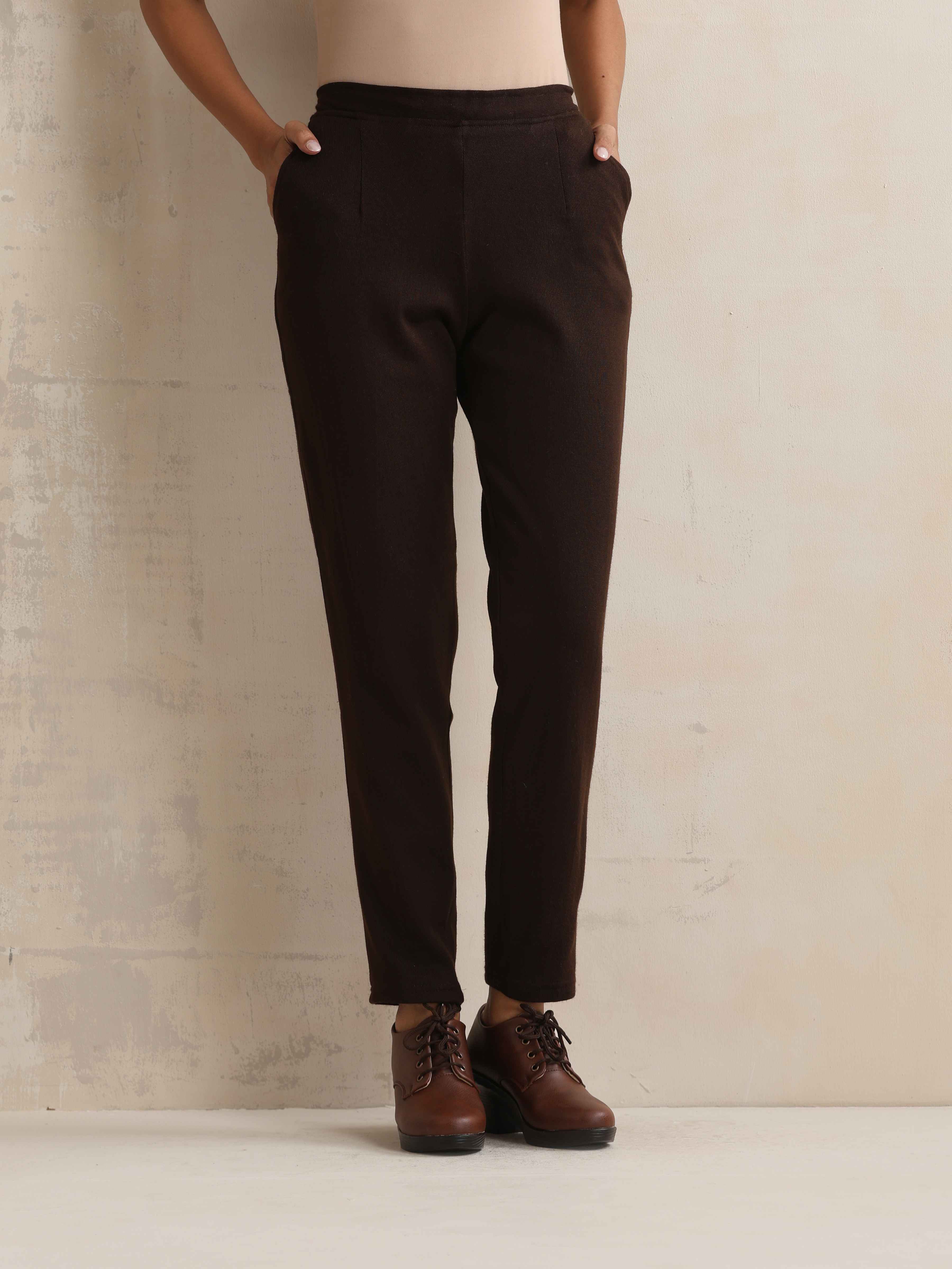 trueBrowns Brown Woollen Pants - Distacart