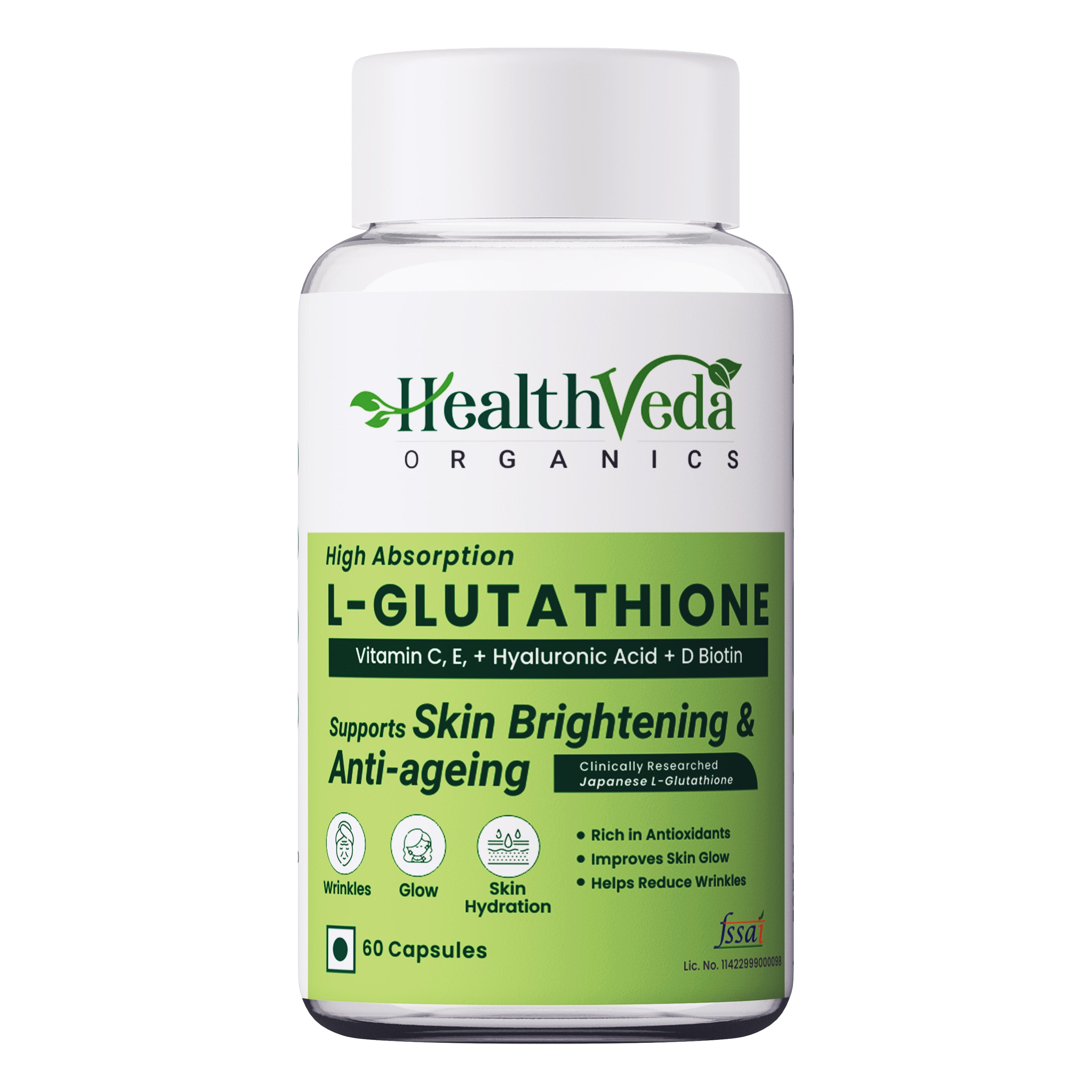 Health Veda Organics L-Glutathione Capsules - Distacart