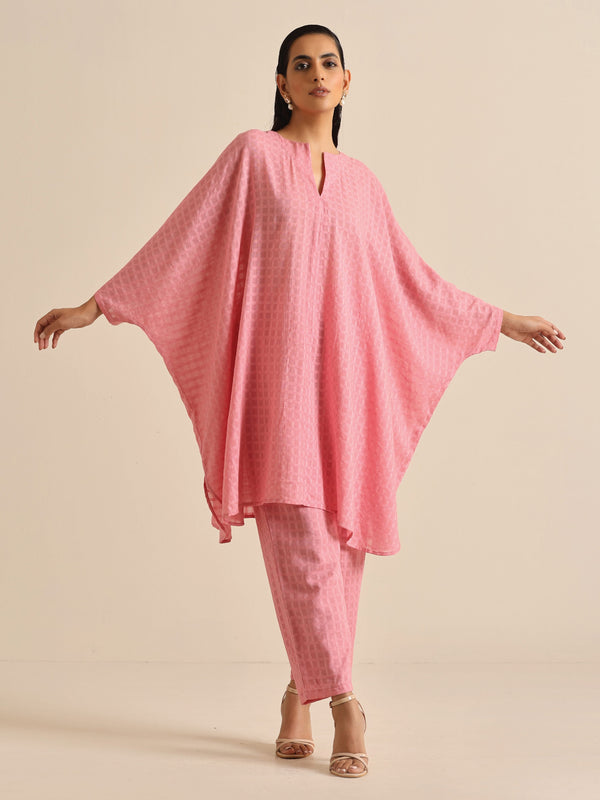 trueBrowns Light Pink Dobby Oversized Co-Ord Set - Distacart