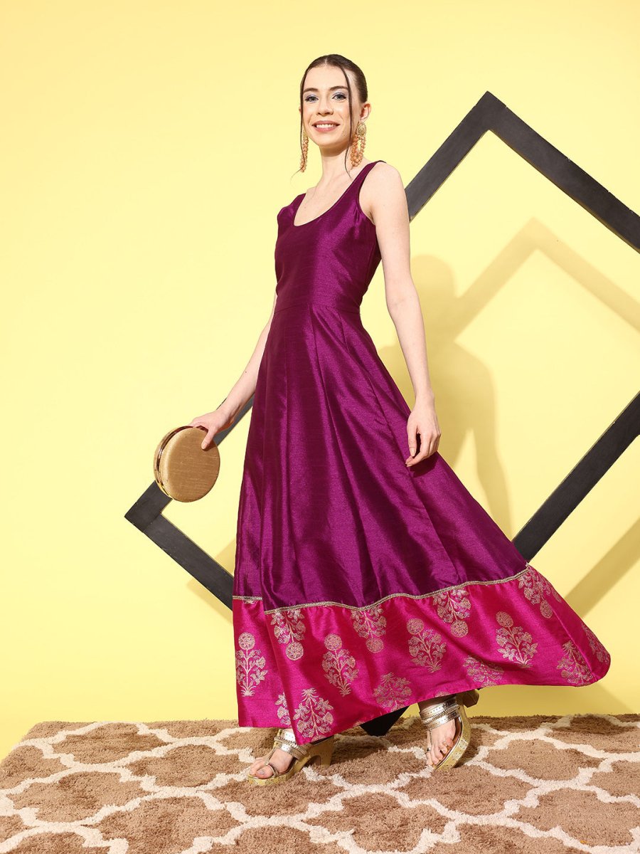 Ahalyaa Ethnic Motifs Printed Maxi Dress - Distacart