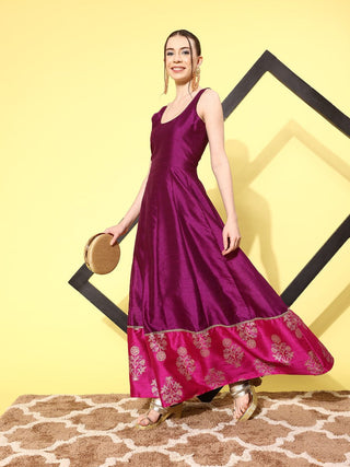 Ahalyaa Ethnic Motifs Printed Maxi Dress - Distacart