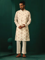 Thumbnail for trueBrowns Men's Ivory Peach Cotton Kurta - Distacart