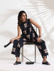 trueBrowns Black Cotton Print Top & Flared Pants Co-ord Set - Distacart