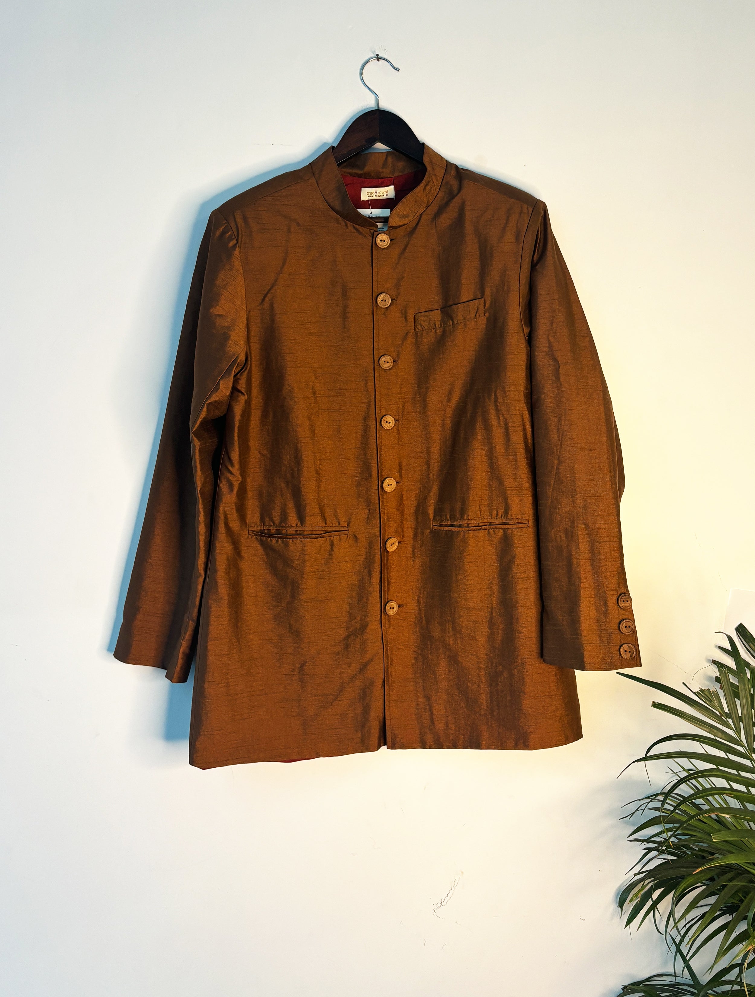 trueBrowns Brown Silk Men's Jacket - Distacart