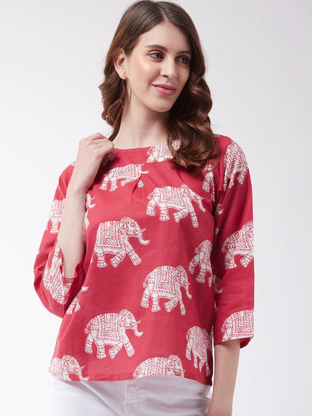 InWeave Red Elephant Top