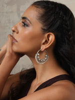 Thumbnail for trueBrowns Silver Tone Pearl Hoop Earrings - Distacart