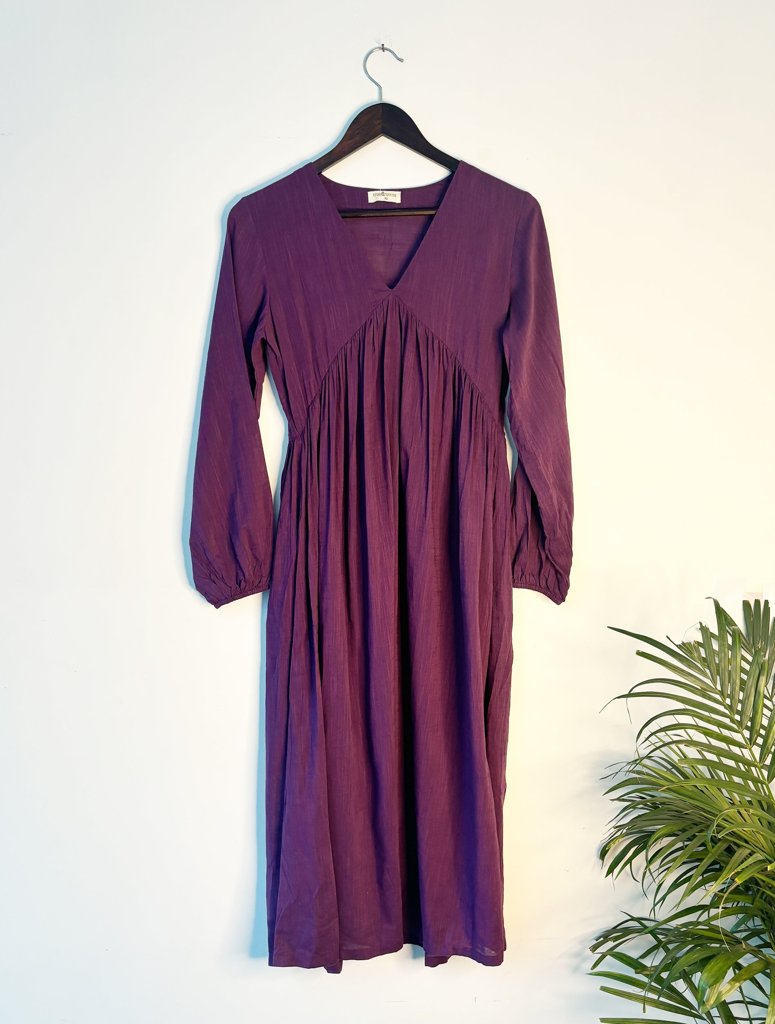 trueBrowns Purple Slub Dress - Distacart