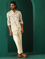 Thumbnail for trueBrowns Men's Ivory Floral Cotton Printed Co-ord Set - Distacart