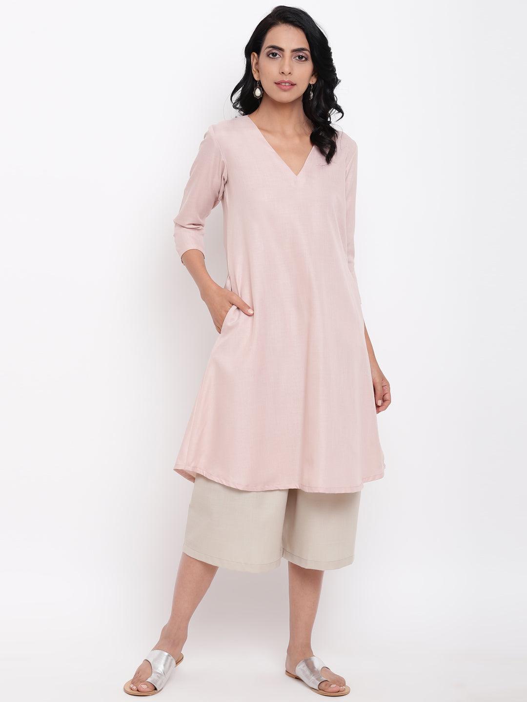 trueBrowns Linen Cotton Rose Kurta Pant Set - Distacart