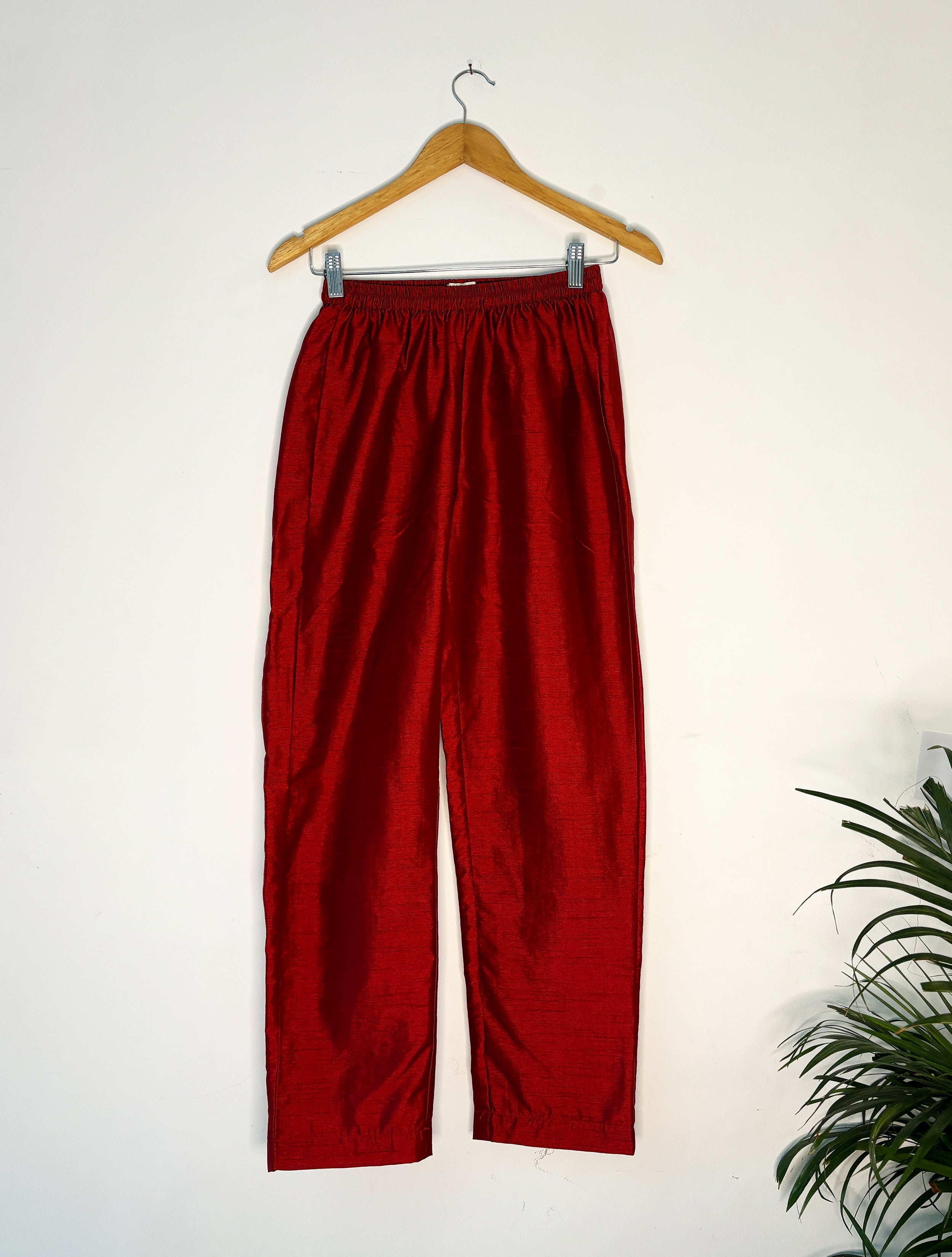 trueBrowns Red Silk Pant - Distacart