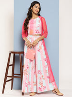 Thumbnail for Ahalyaa Women Floral Printed Top with Palazzos & Shrug - Distacart