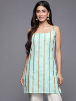 Thumbnail for Ahalyaa Striped Floral Printed Shoulder Straps Crepe Tunic - Distacart