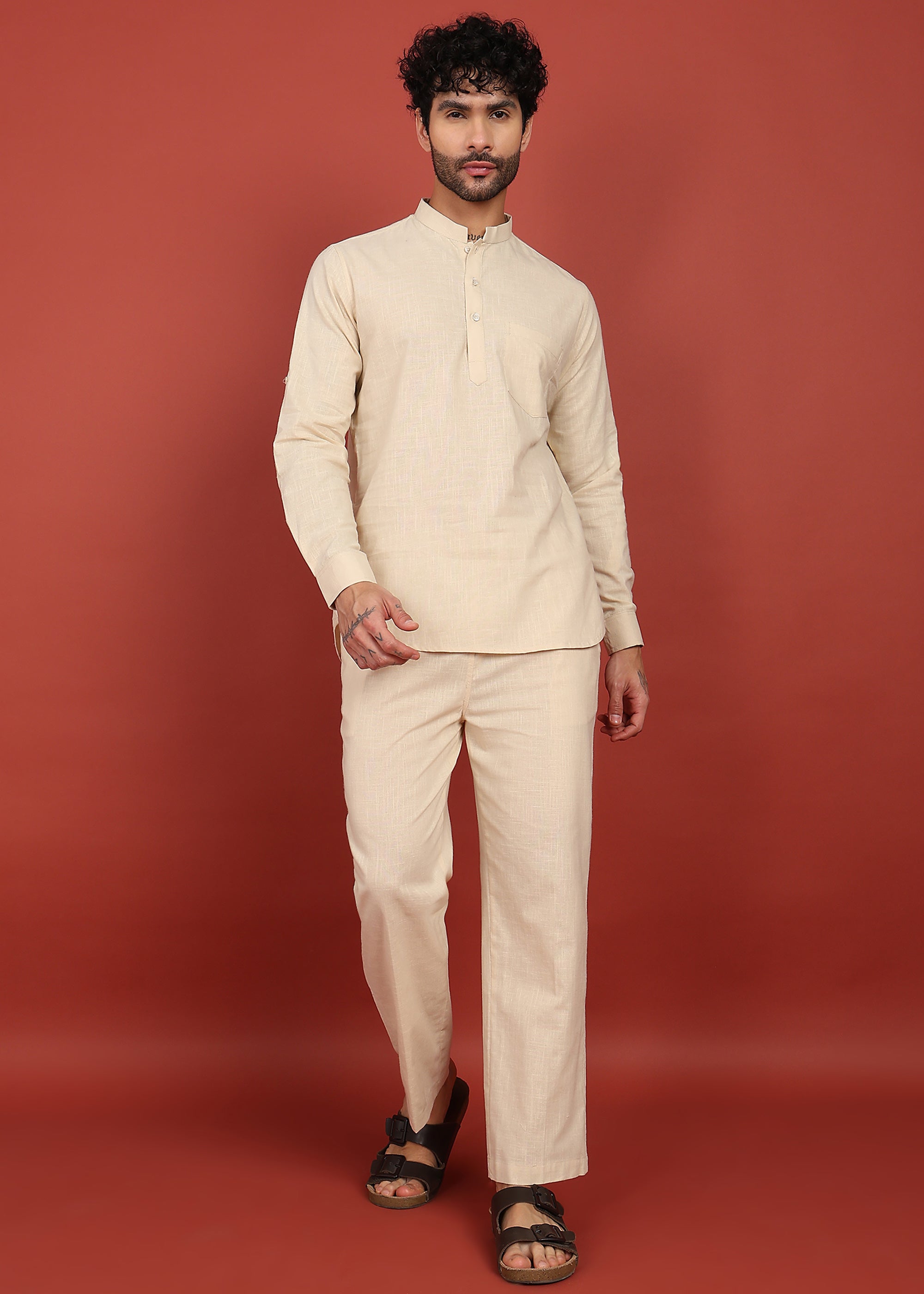 Fabmade Ivory Ease Short Kurta Co-Ord Set - Distacart