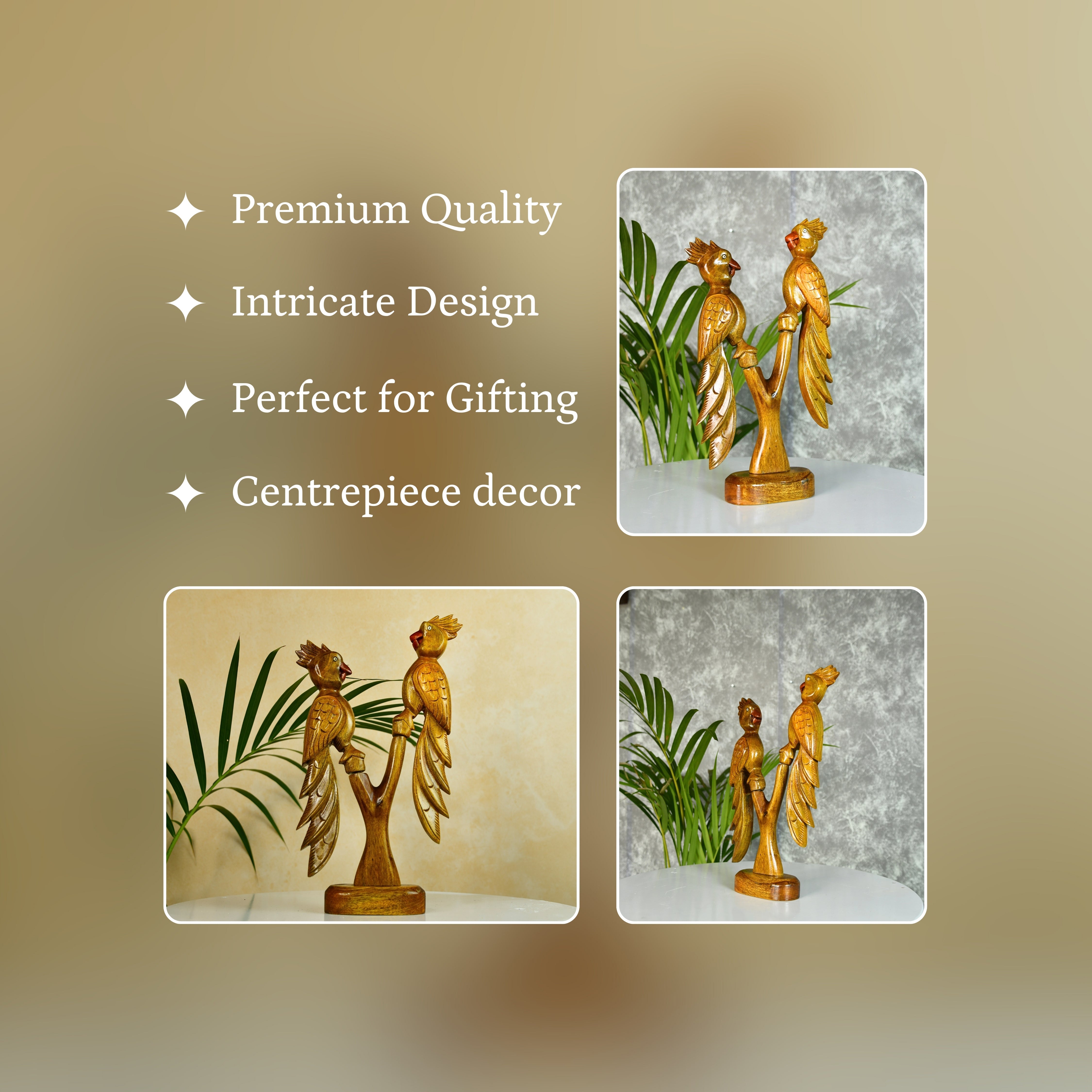 Sowpeace Hand Carved Wooden Parrot Set