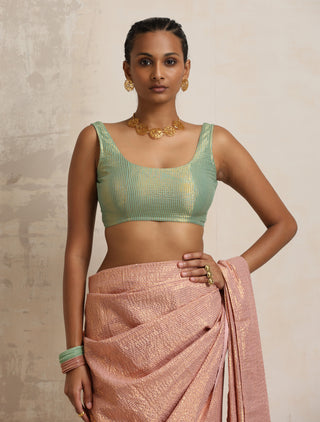 trueBrowns Green Gold Metallic Blouse - Distacart