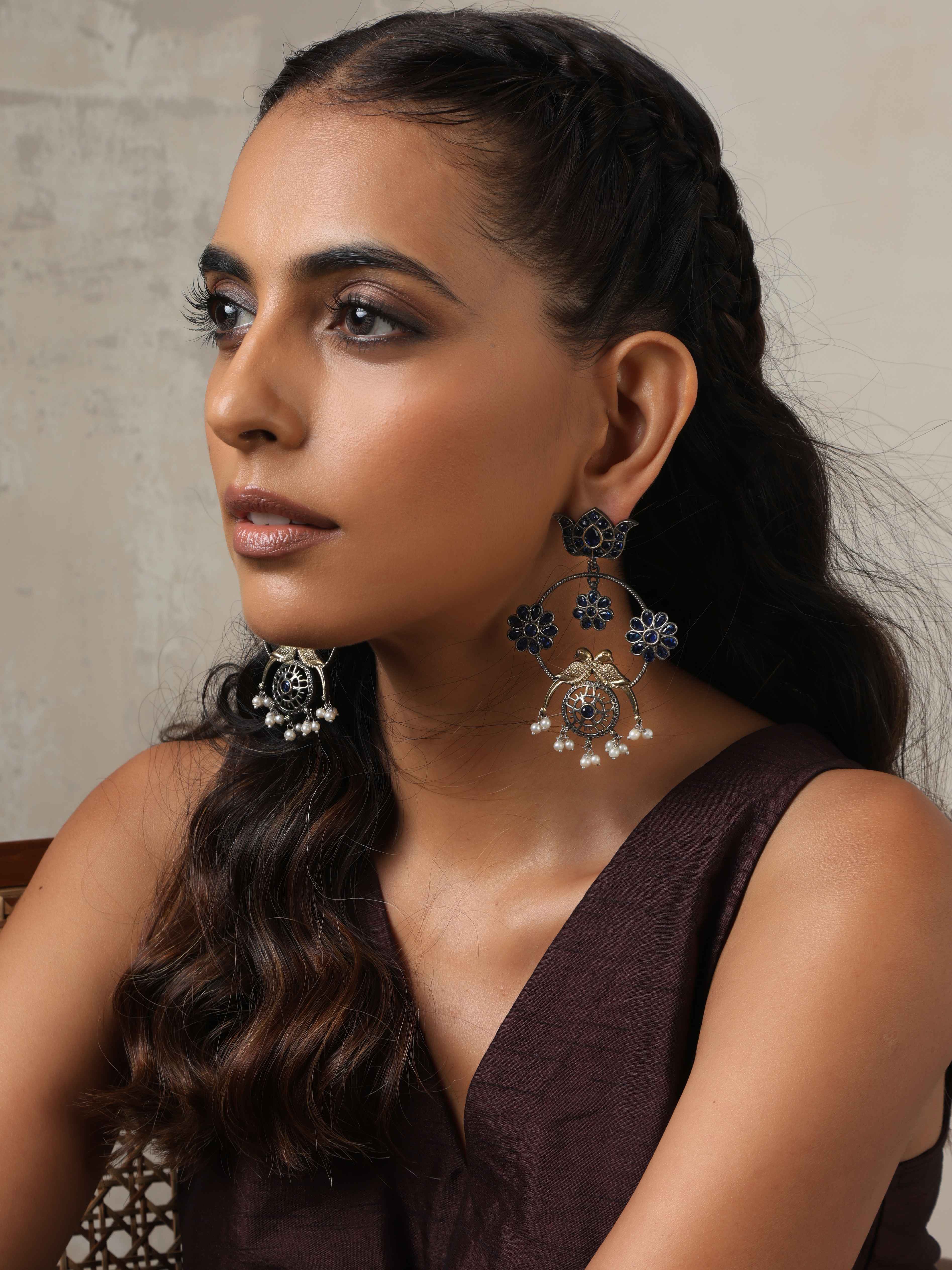 trueBrowns Silver Tone Chandbali Earrings - Distacart