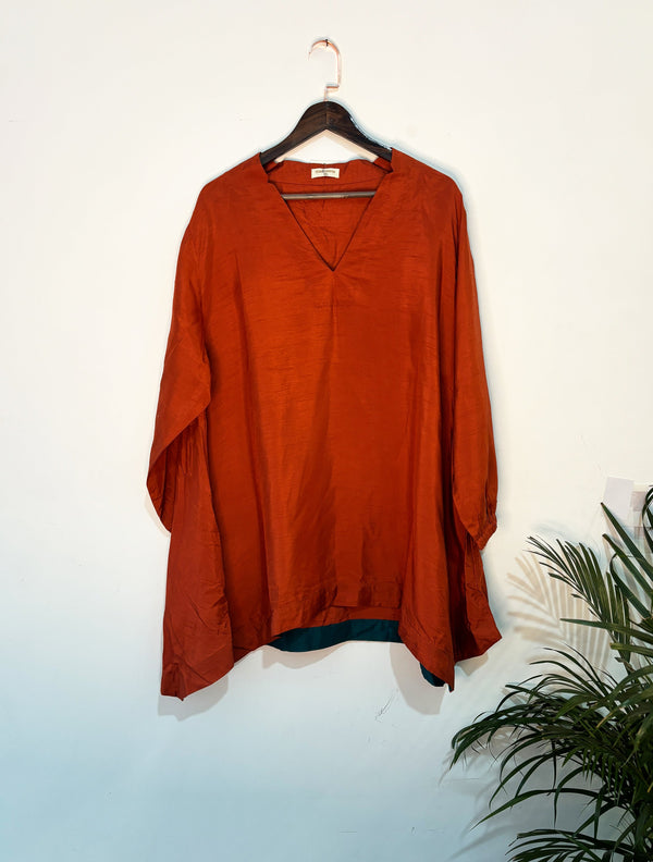 trueBrowns Orange Silk Straight Co Ord Set