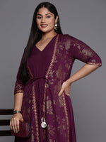 Thumbnail for Ahalyaa Plus Size Floral Print Crepe Layered A-line Maxi Ethnic Dress - Distacart