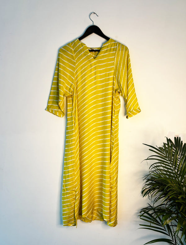 trueBrowns Lime Lehariya Kurta