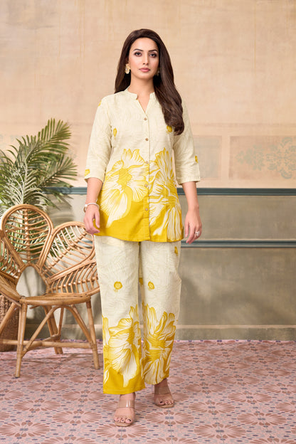 Anaita Yellow Stylish Readymade Co-Ords Set - Dista