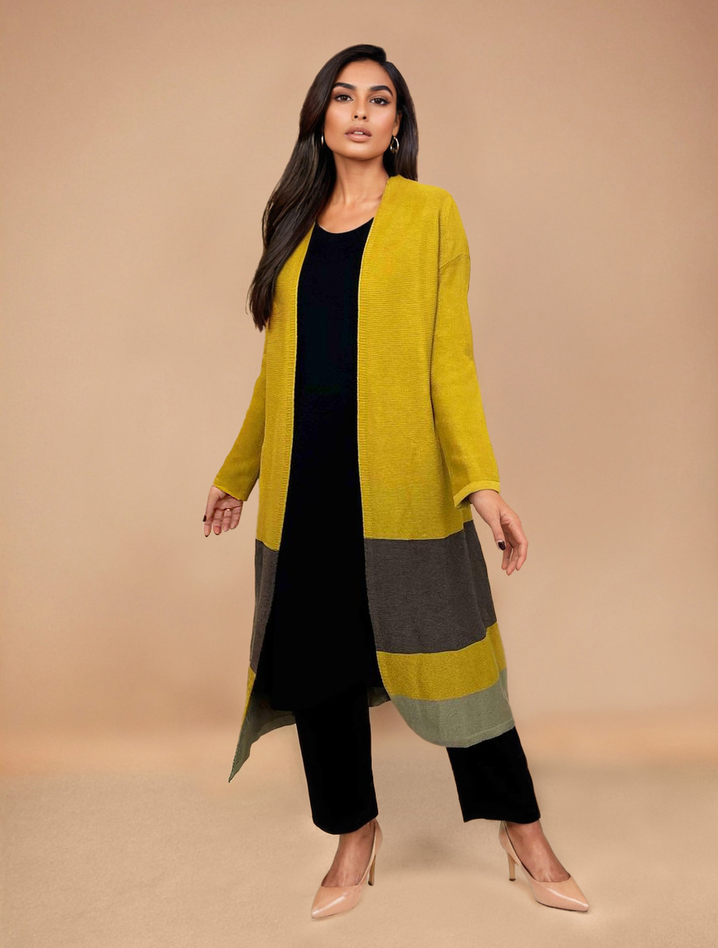 trueBrowns Mustard Woollen Cape - Distacart