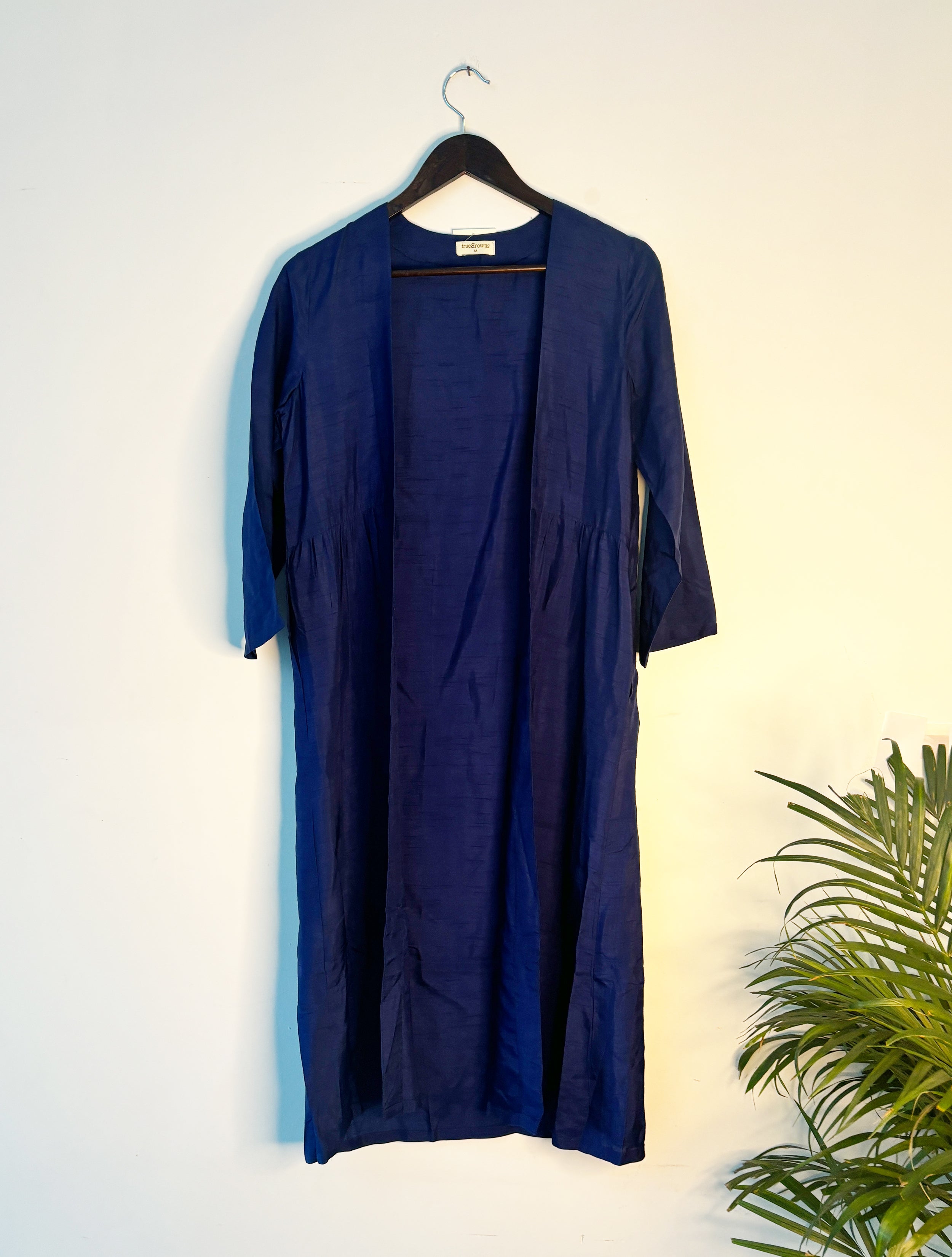 trueBrowns Blue Raw Silk Jacket - Distacart