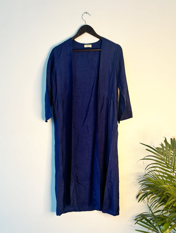 trueBrowns Blue Raw Silk Jacket