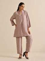 Thumbnail for trueBrowns Grey Silk Texture Relaxed Co-Ord Set - Distacart