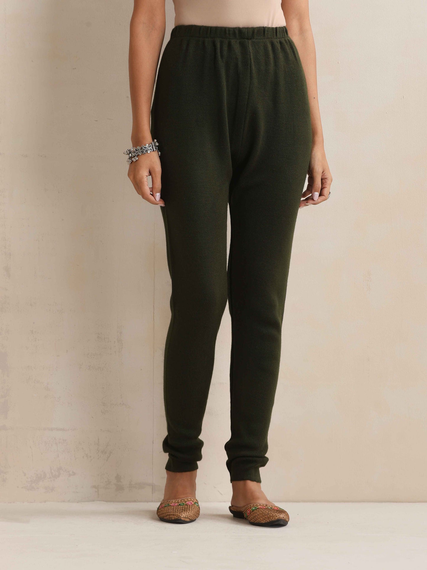 trueBrowns Green Woollen Leggings - Distacart