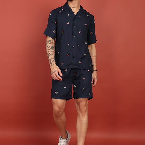 Fabmade Midnight Cherry Printed Co-Ord Set - Distacart