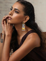 Thumbnail for trueBrowns Silver Tone Yellow Stone Earrings - Distacart