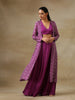 trueBrowns Purple Bandhani Printed Silk Top Skirt Jacket Set - Distacart