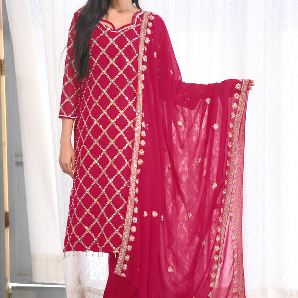 Teeya Creation Rani Color Faux Georgette Silk Heavy Embroidery Work Fully Stitched Salwar Suit - Distacart
