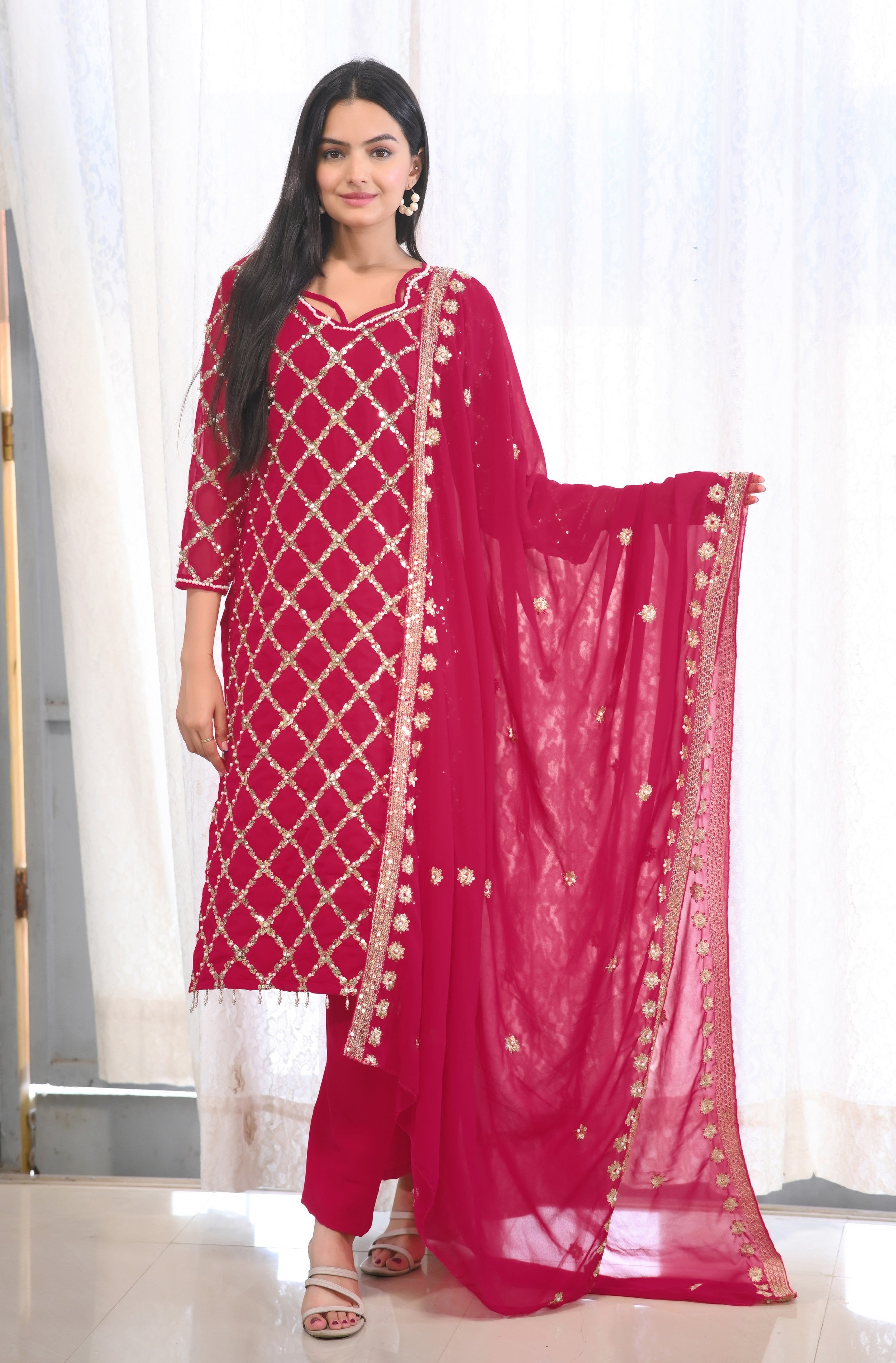 Teeya Creation Rani Color Faux Georgette Silk Heavy Embroidery Work Fully Stitched Salwar Suit - Distacart