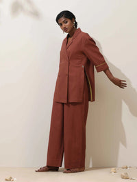 Thumbnail for trueBrowns Brown Cotton Linen Co-Ord Set