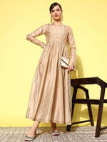 Thumbnail for Ahalyaa Floral Embroidered A-Line Maxi Dress - Distacart