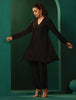 trueBrowns Black Silk Collar Co-ord Set - Distacart