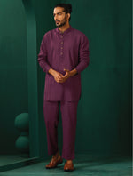 Thumbnail for trueBrowns Men's Purple Dobby Co-ord Set - Distacart
