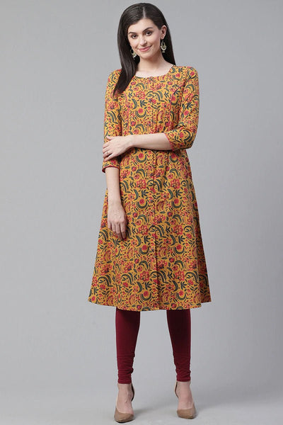 Ahika Women Cotton Trendy Festive Wear Orange Printed Kurti - Distacart