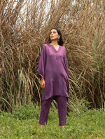 Thumbnail for trueBrowns Purple Viscose Dobby Relaxed Co-ord Set