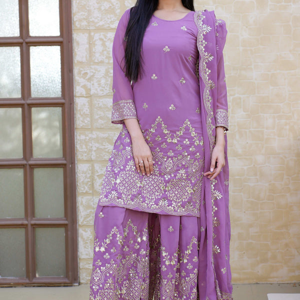 Yash Enterprise Elegent Georgette Embroidery Pink Readymade Salwar Suit